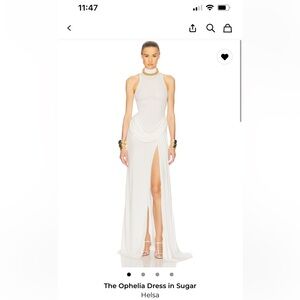 NWT Ophelia Maxi Dress in Sugar — White High Neck Gown With Leg Slit -Rare Color